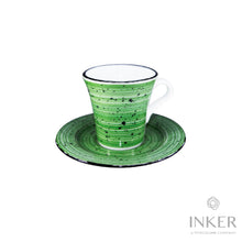 Load image into Gallery viewer, INKER - Tazzine da Caffè Espresso 9cl - linea Giorgia - Porcellana - Nevelines in 4 colori (set da 6 pezzi) Verde Nevelines