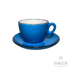 Load image into Gallery viewer, INKER - Tazze da Cappuccino 17cl - linea Luna - Porcellana - Iris Dots in 8 colori (set da 6 pezzi) colore  Blu Iris