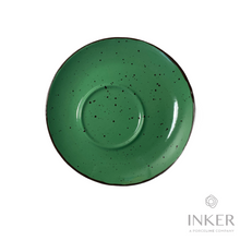 Load image into Gallery viewer, INKER - piattino decentrato - Porcellana - Iris Dots in 8 colori (set da 6 pezzi) colore  Verde Iris