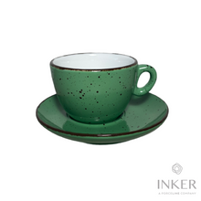 Load image into Gallery viewer, INKER - Tazze da Cappuccino 17cl - linea Luna - Porcellana - Iris Dots in 8 colori (set da 6 pezzi) colore  Verde Iris