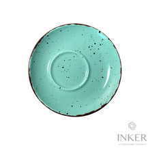 Load image into Gallery viewer, INKER - piattino decentrato - Porcellana - Iris Dots in 8 colori (set da 6 pezzi) colore  Menta Iris