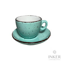 Load image into Gallery viewer, INKER - Tazze da Cappuccino 17cl - linea Luna - Porcellana - Iris Dots in 8 colori (set da 6 pezzi) colore  Menta Iris