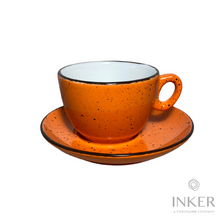 Load image into Gallery viewer, INKER - Tazze da Cappuccino 17cl - linea Luna - Porcellana - Iris Dots in 8 colori (set da 6 pezzi) colore  Arancione Iris