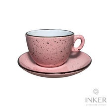 Load image into Gallery viewer, INKER - Tazze da Cappuccino 17cl - linea Luna - Porcellana - Iris Dots in 8 colori (set da 6 pezzi) colore  Rosa Iris