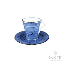 Carica l&#39;immagine nel visualizzatore di Gallery, INKER - Tazzine da Caffè Espresso 9cl - linea Giorgia - Porcellana - Nevelines in 4 colori (set da 6 pezzi)  Blu Nevelines

