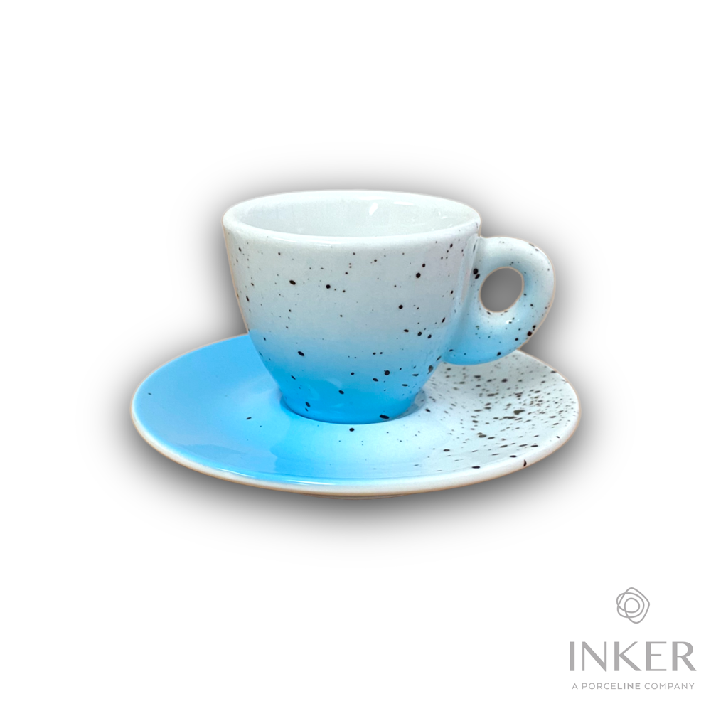 INKER - Tazze da Espresso / Cappuccino / The - linea Ines - Porcellana - decoro Steffy in 10 colori (set da 6 pezzi)